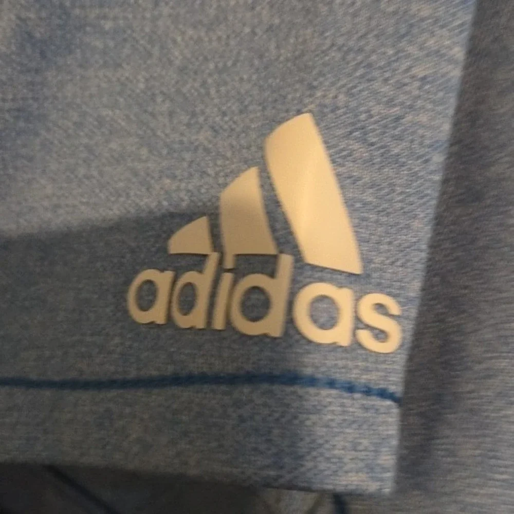 Adidas Golf Polo Shirt, Blue Heathered Short Sleeve Performance Top, Men's Large